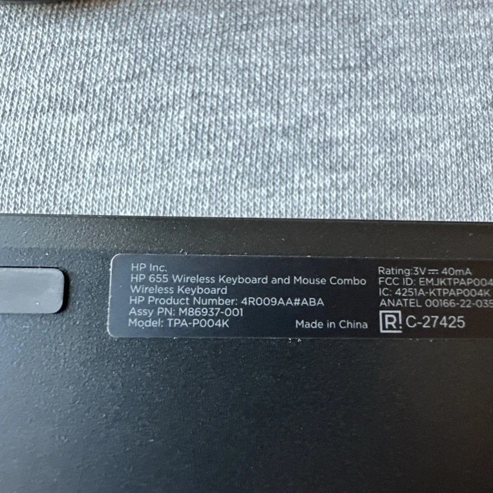 HP Wireless Keyboard and Mouse Combo 655 Used -Working-